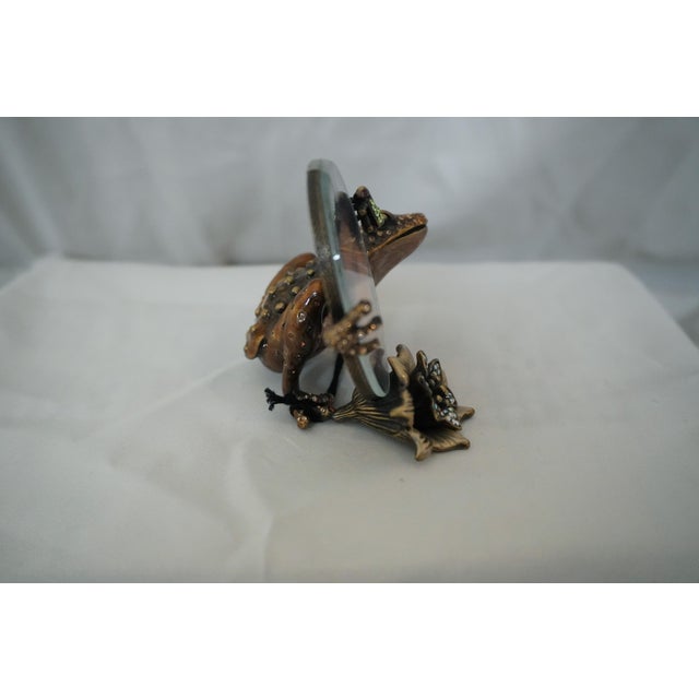 Contemporary Jay Strongwater Enamel & Crystal Frog Frame For Sale - Image 3 of 9