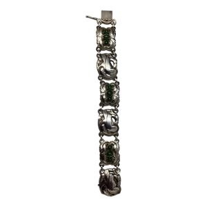 Vintage Georg Jensen Jade & Sterling Silver Dove Bracelet