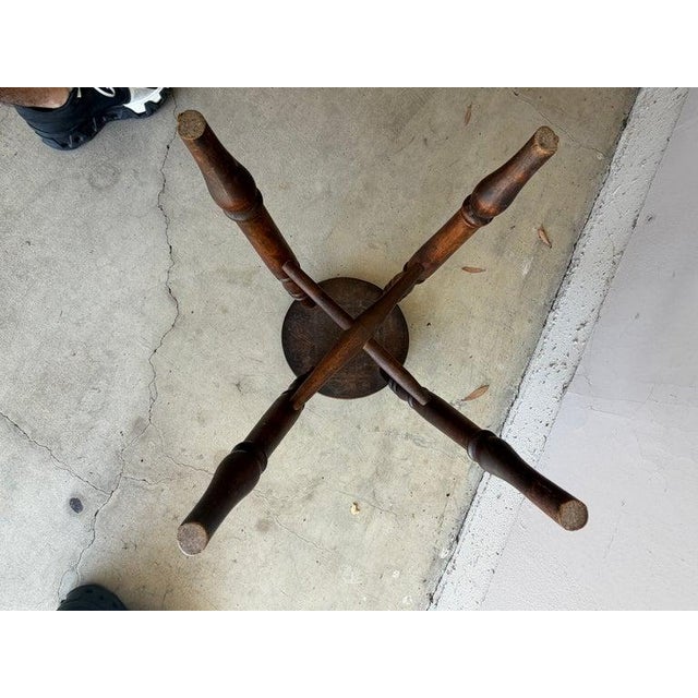 19thc English Walnut Pub Stool For Sale - Image 4 of 5