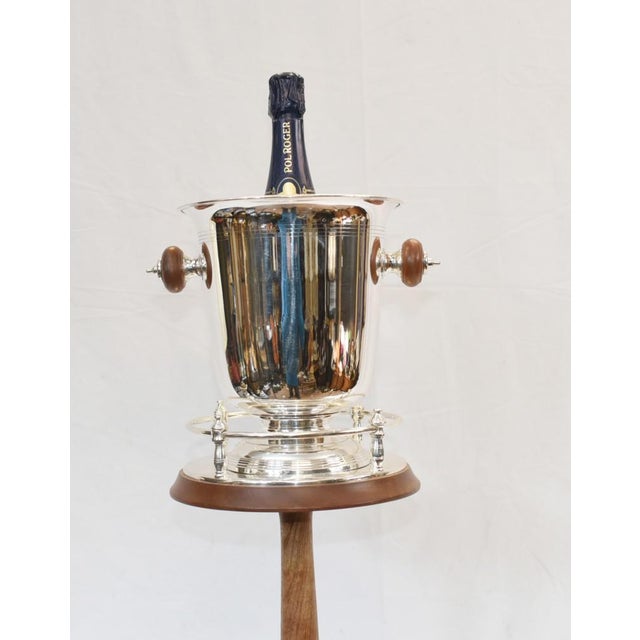 Gold Art Deco Silver Plated Champagne Bucket Stand For Sale - Image 8 of 18