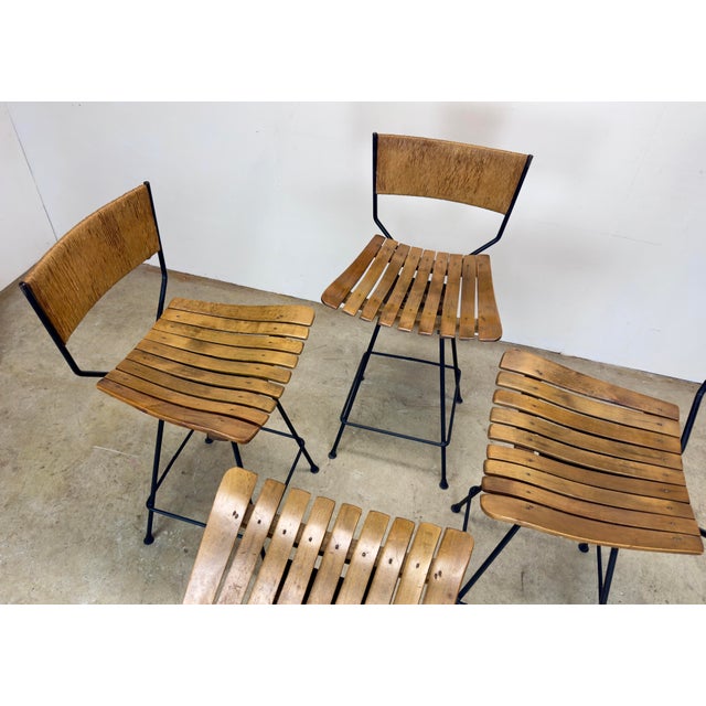 Set of Four Circa 1960’s Arthur Umanoff /Raymor Wrought Iron Tall Bar Stools For Sale - Image 10 of 12