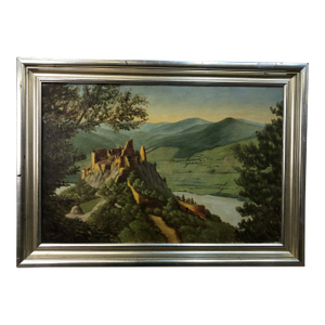 Mid 20th Century The Fortress Original Oil on Canvas Signed on the Bottom, Framed