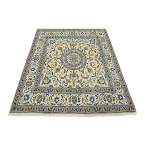 Nain Rug 6’4” X 6’10” Ivory Wool Vintage Traditional Hand-Knotted Carpet