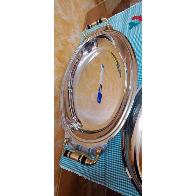 1980s Stainless Steel and Gold Tray from Giorinox, 1985 For Sale - Image 5 of 10