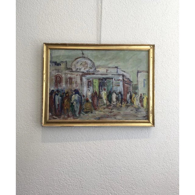 André Pettineroli, Ville orientale animée, Oil and Gouache on Cardboard, Framed For Sale - Image 7 of 7