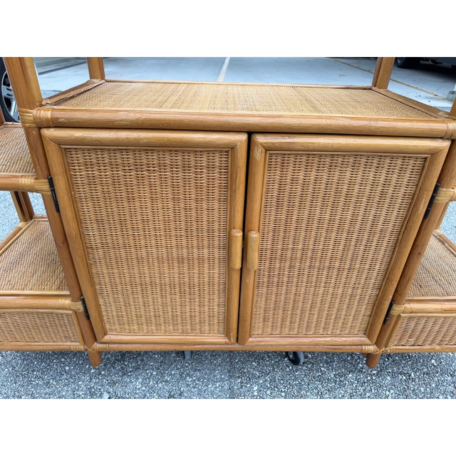 1990s Vintage Boho Woven Rattan Etagere For Sale - Image 5 of 10