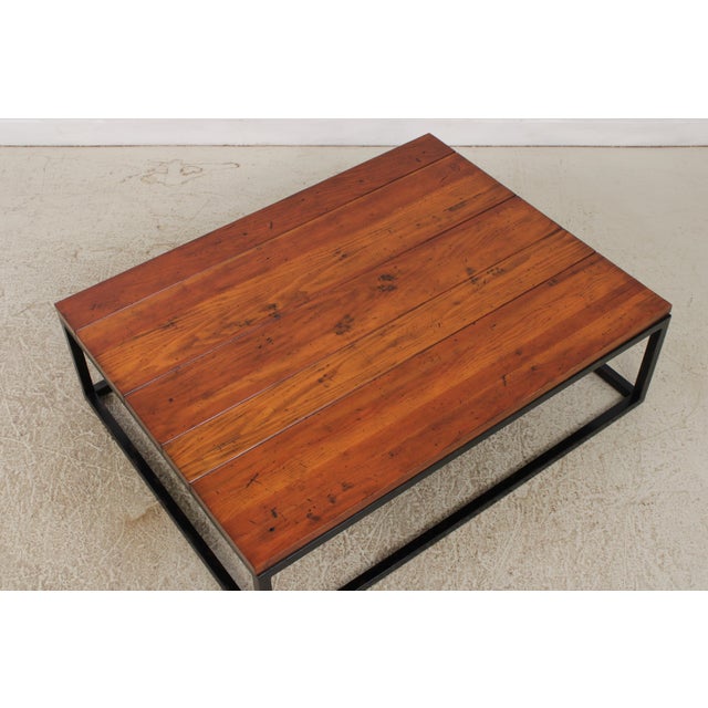 1990s Ralph Lauren Industrial Wood Top Coffee Table For Sale - Image 5 of 16
