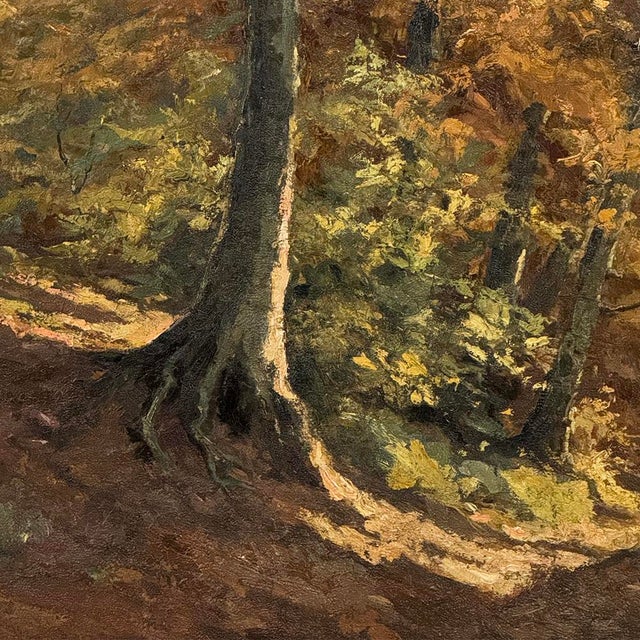 Framed Oil Painting on Canvas by Fernand Ley (1910-1973) 'Path in the Forest' For Sale - Image 13 of 17