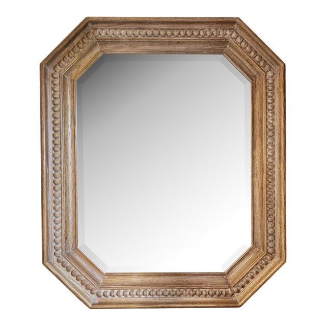 Large Octagonal Cerused-Oak Mirror For Sale