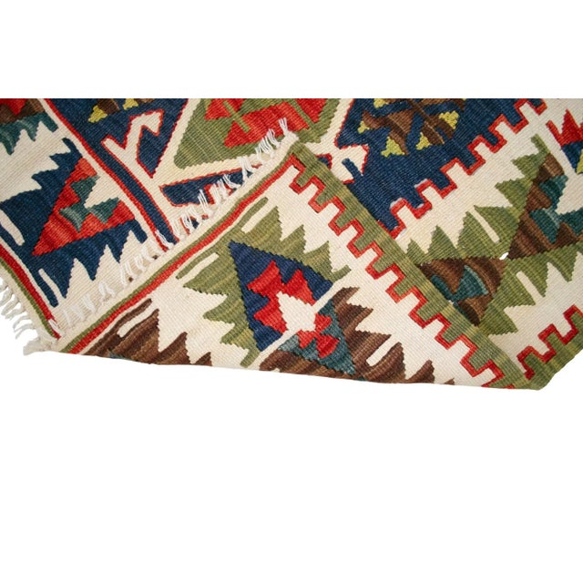 Vintage Handwoven Turkish Kilim Flat Weave Rug – Boho Farmhouse Decor – Collector’s Anatolian Piece – 3′8″ X 5′10″ For Sale - Image 9 of 14