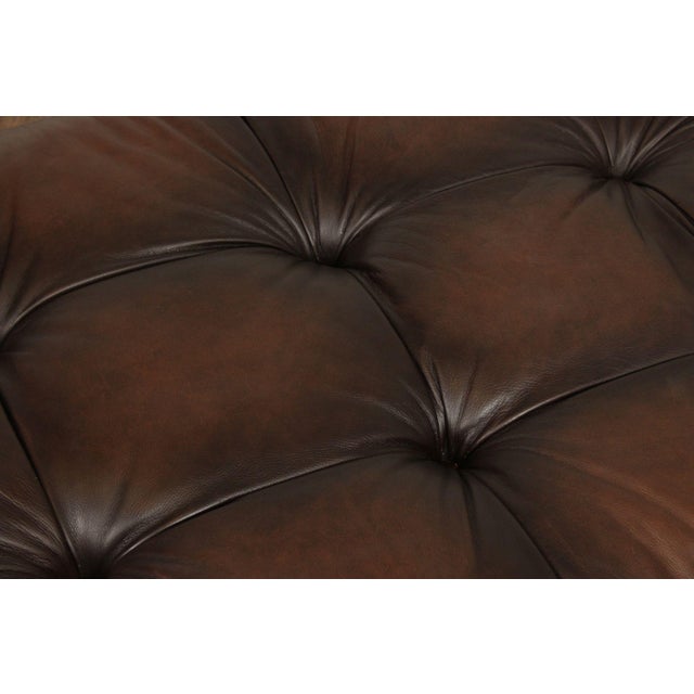 Bernhardt Bernhardt Chesterfield Style Tufted Brown Leather Ottoman For Sale - Image 4 of 12