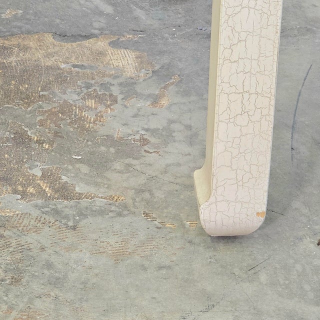 Lane 1990 Ming Style Cream Enamel Crackle Finish Side Table 27" For Sale - Image 10 of 13