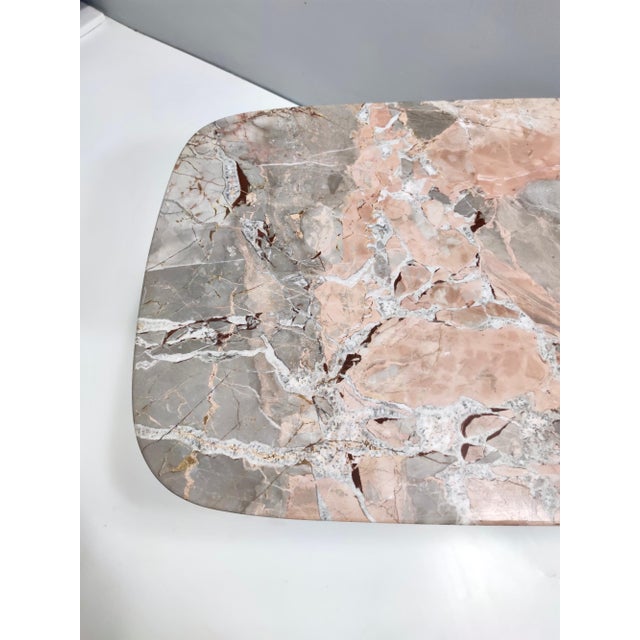 Vintage Beech Coffee Table with Rectangular Marble Breccia Pernice Top, 1960s For Sale - Image 9 of 14