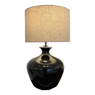 1960s Lava Glaze Ceramic Table Lamp, Sculptural Mid Century Modern Statement For Sale