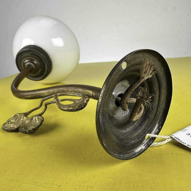 Glass Vintage Wall Light in Opaline Glass For Sale - Image 7 of 9