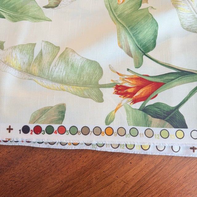 Vintage P Kaufmann Tropical Botanical Heliconia Banana Leaf Cotton Fabric 8.5 Yards For Sale - Image 9 of 12