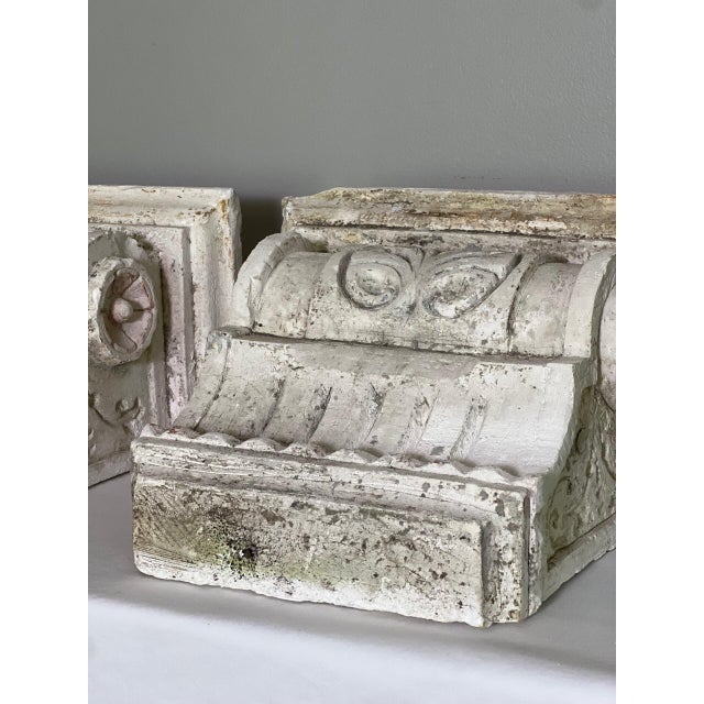 Pair of Antique Neoclassical Plaster Corbel Wall Brackets for Mantle, Doorstop, 1920 For Sale - Image 9 of 16