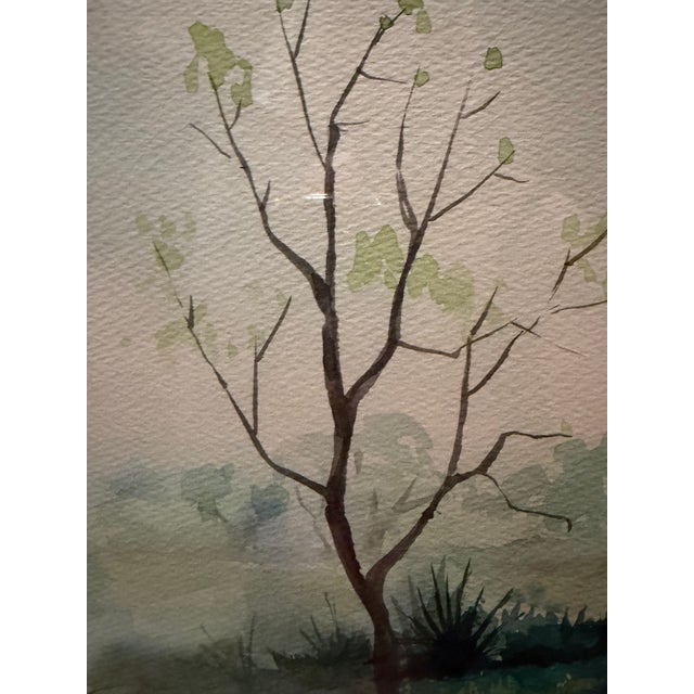 English Vintage 1975 Signed Original Watercolor Landscape on Paper, Framed For Sale - Image 3 of 9