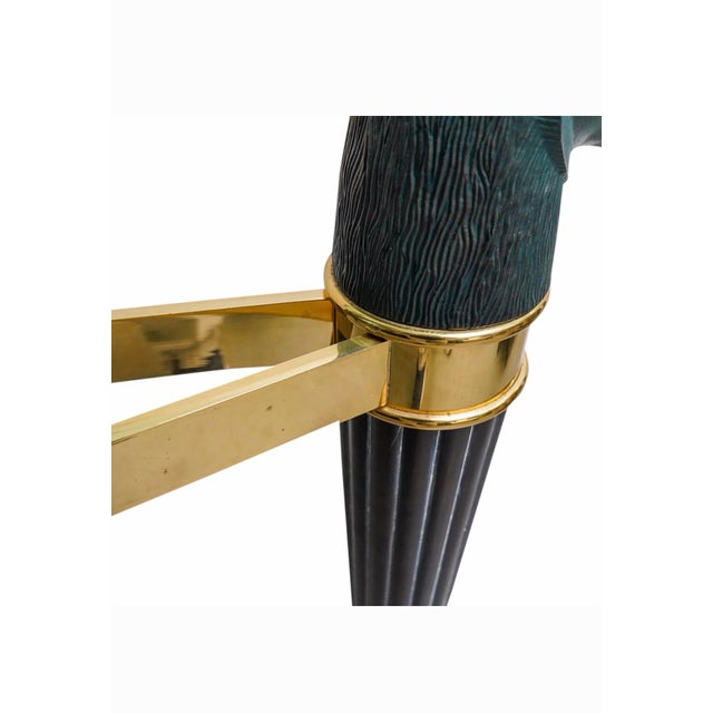 Wood 1980’s Art Deco Style Bronze and Brass Panther Head Accent Table, Made in Italy For Sale - Image 7 of 12