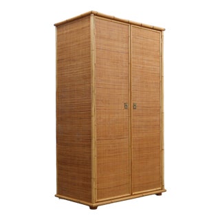 Vintage Bamboo & Rattan Freestanding Wardrobe from Dal Vera, 1970s For Sale