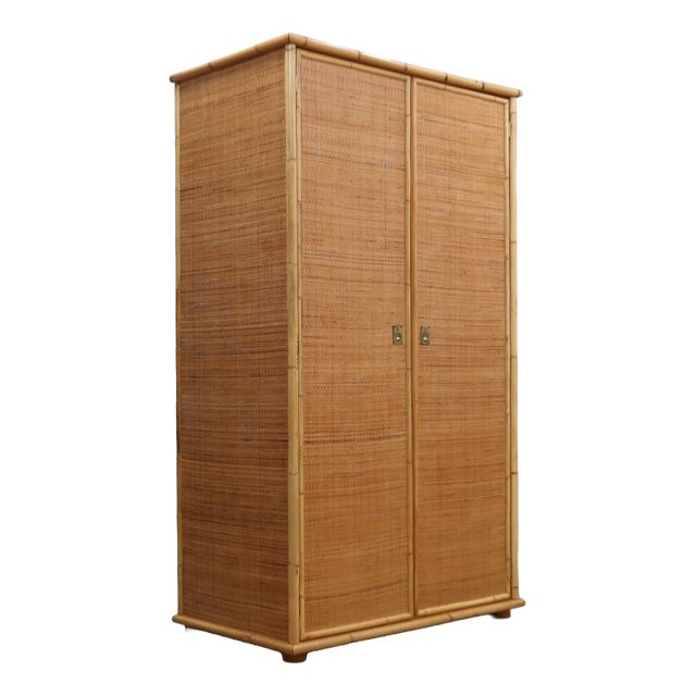 Vintage Bamboo & Rattan Freestanding Wardrobe from Dal Vera, 1970s For Sale