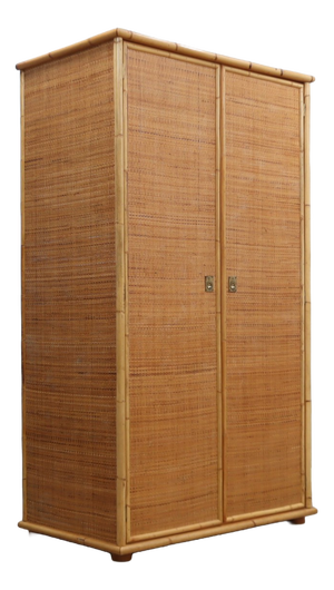 Vintage Bamboo & Rattan Freestanding Wardrobe from Dal Vera, 1970s