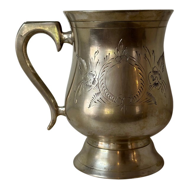 Vintage English Silverplate Tankard Vessel For Sale