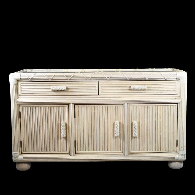 Late 20th Century Blonde Pencil Reed Vintage Dresser For Sale - Image 5 of 6