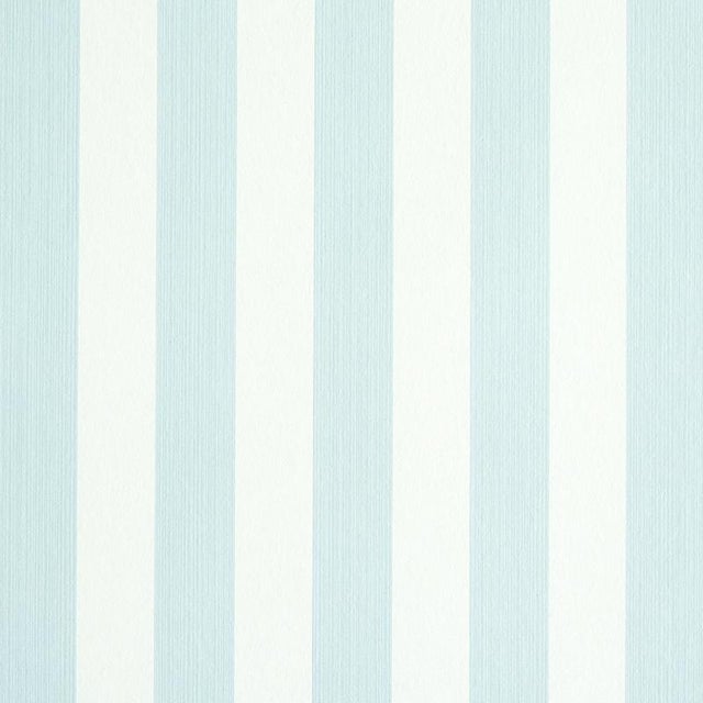 Schumacher Edwin Stripe Medium Wallpaper in Sky For Sale