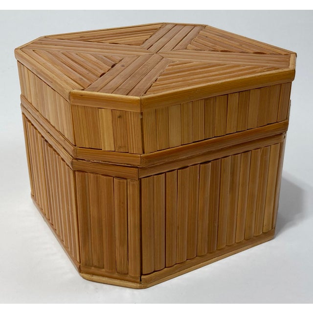 Late 20th Century Vintage Split Reed Lidded Box For Sale - Image 5 of 9