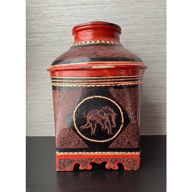 Antique Large Hand Made Burmese Pyi-Daung Lacquerware Rice Vessel, 15" T For Sale - Image 12 of 12