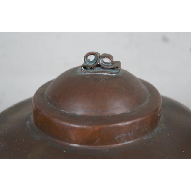 Brown Antique Primitive Copper Dovetailed Goose Neck Tea Coffee Pot Kettle For Sale - Image 8 of 10