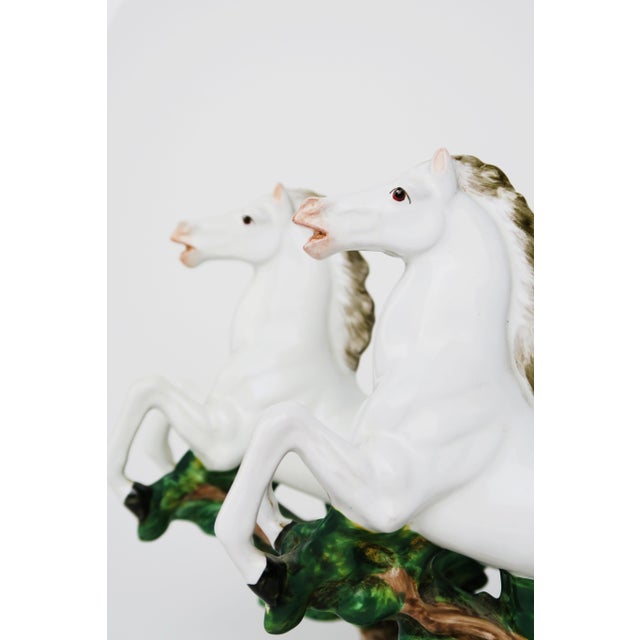 Mid 20th Century 20th Century Pair of Italian Porcelain Figure of Horses For Sale - Image 5 of 8