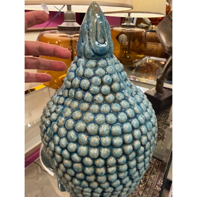 Blue Crackle Glaze Pottery Thai Buddha Sculpture For Sale - Image 4 of 8