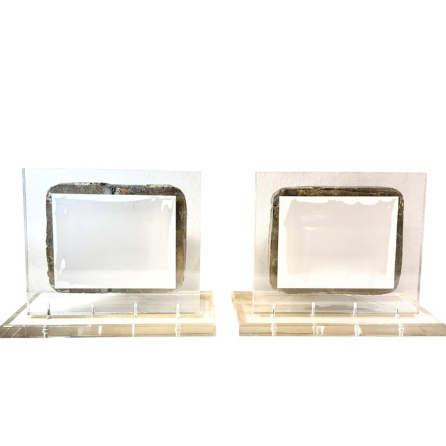 Early 18th Century Chinese Stone Relief Carvings on Custom Lucite Stands - A Pair For Sale - Image 15 of 17