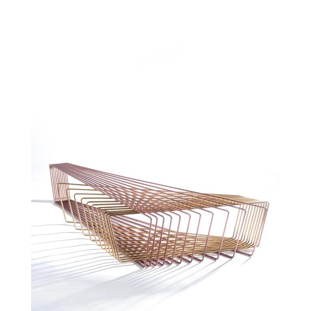 Affinity coffee table, brass and copper by orfeo studio dimensions: w 220 x d 80 x h 40 cm. Material: brass and copper...