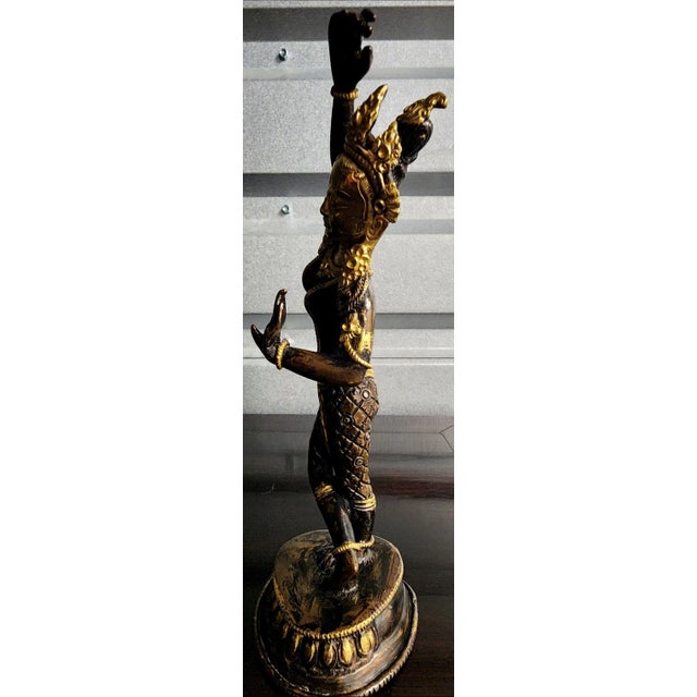 Vintage Hindu Dancing Goddess Hand-Painted Metal Statue Figurine For Sale - Image 10 of 13