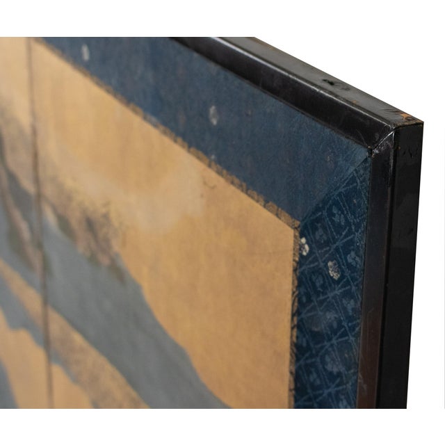 Large Late Edo to Early Meiji Japanese 6-Panel Gold Leaf Byobu Screen With a Boat For Sale - Image 16 of 18