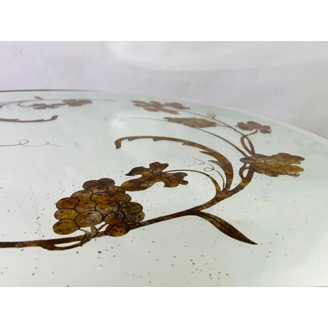 Gilbert Poillerat Style Art Deco Wrought Iron & Mirrored Top Round Center Table For Sale - Image 10 of 11