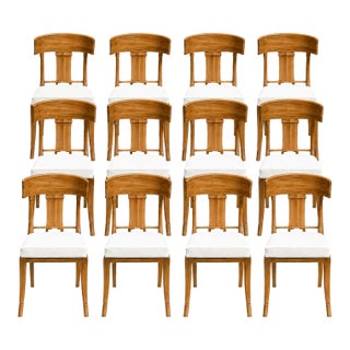 Teak Klismos Patio Dining Chairs. - Set of 12 For Sale