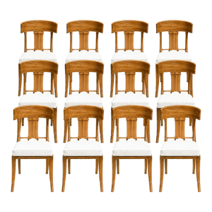 Teak Klismos Patio Dining Chairs. - Set of 12