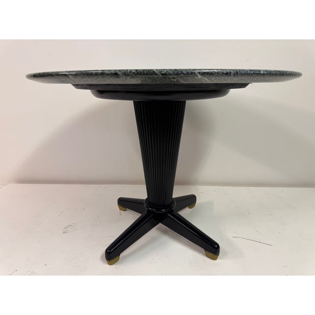 1950s Ebonised Centre Table with Verde Alpi Marble Top, Italy, 1950s For Sale - Image 5 of 13
