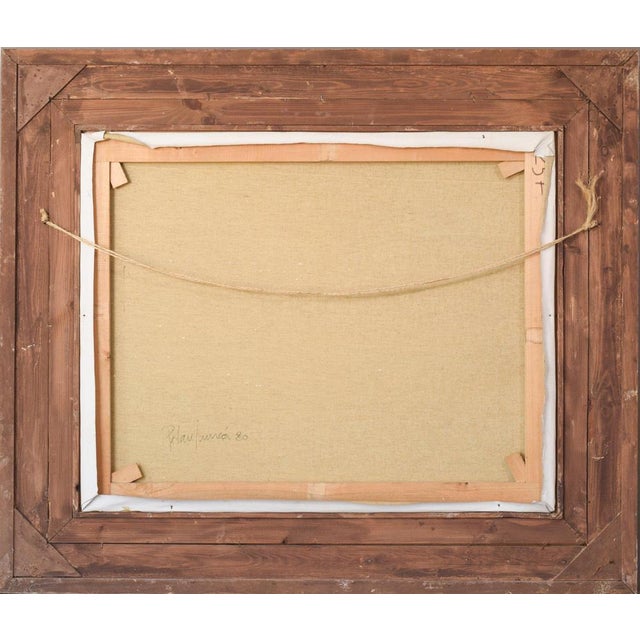 Palau Junca, Impressionist Painting with River and Chalets, Oil on Canvas, Framed For Sale - Image 14 of 16