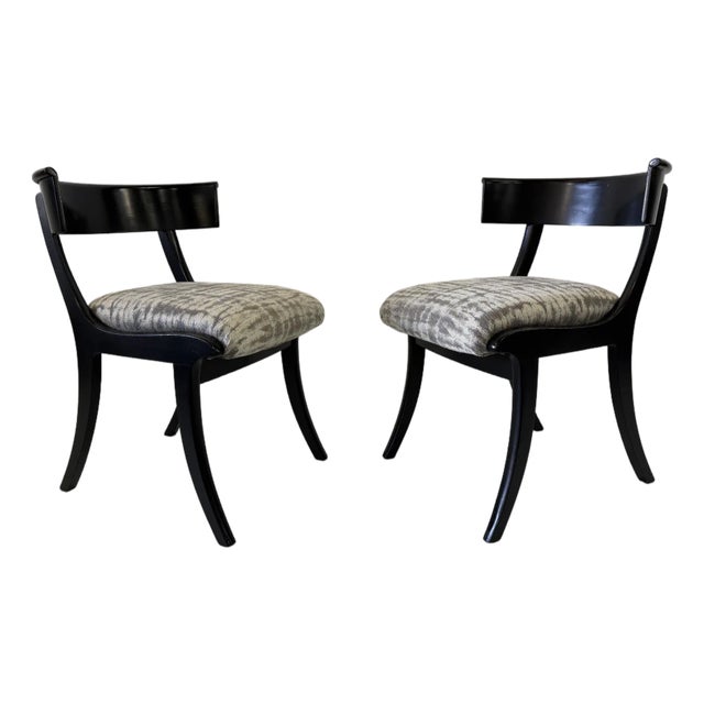 Vintage Pair of Klismos Wood Chairs For Sale