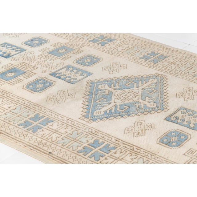 Off-white Mid 20th Century Oushak Anatolian Kitchen Decor Runner Rug For Sale - Image 8 of 12