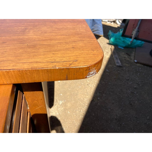 Wood 1960s Alma Company Vintage Mid Century Modern Walnut Executive Desk For Sale - Image 7 of 12