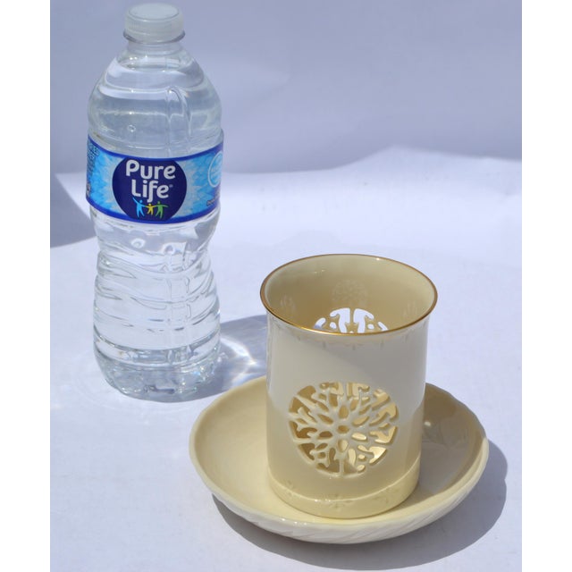 1960s Lenox Votive Snowflake Themed Candle Holder & Underplate Illuminations Collection For Sale In Miami - Image 6 of 13