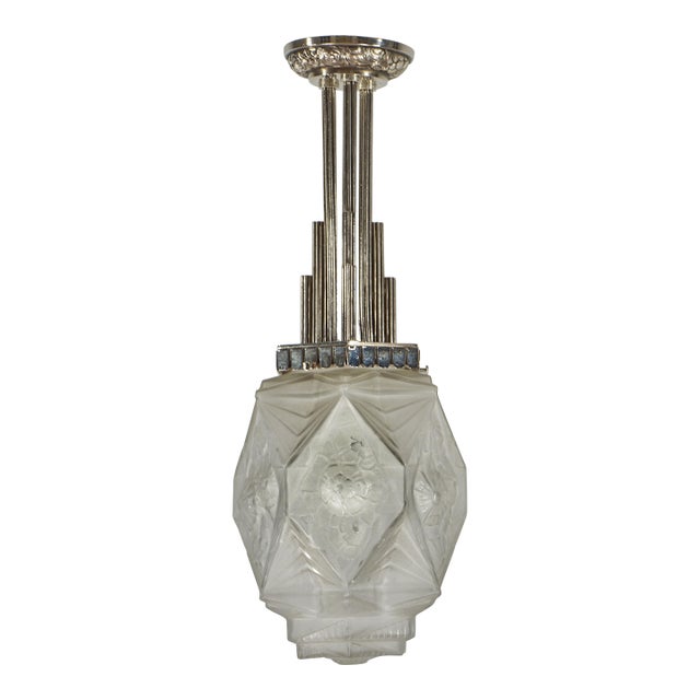 French Art Deco Pendant Light by Jean Gauthier Ejg 1930 France For Sale