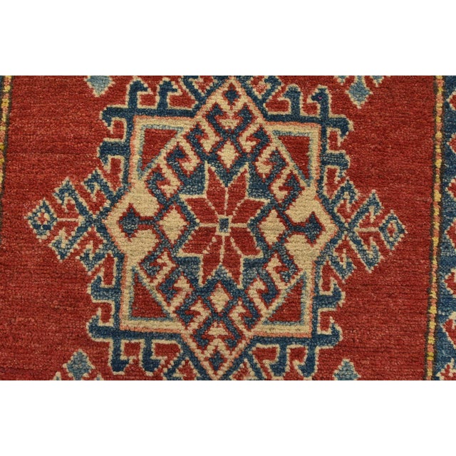 Textile Kazak Runner 2’8” X 12’4” Red Wool Tribal Hand-Knotted Oriental Rug For Sale - Image 7 of 13