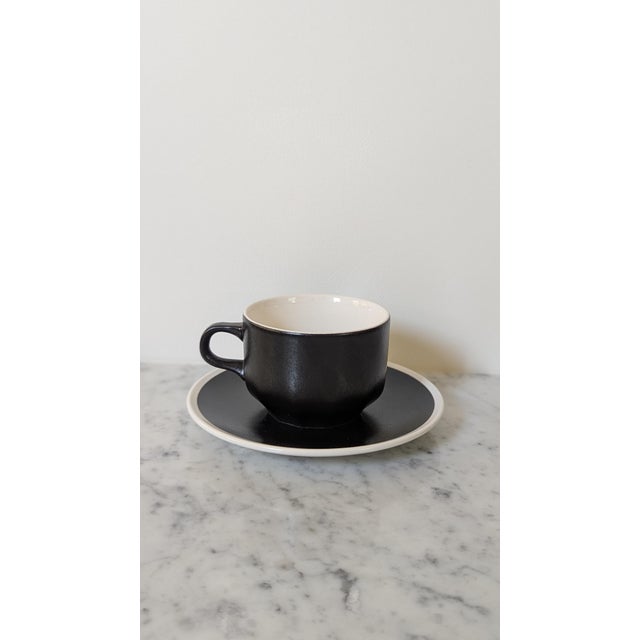 Rare Vera for Mikasa 'Black Pepper's cup & saucer, made in Japan. Subtle facets on the bottom of the cup, the black glaze...